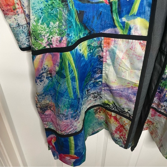 Ali Miles Open Front Floral Art to Wear Artsy Kimono Jacket Vibrant Colorful XL - Picture 8 of 13